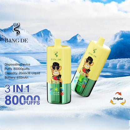 Bang DE 80000 80k Puffs 3 in 1 Flavors Newest Original Rechargeable LCD Display Disposable Vape