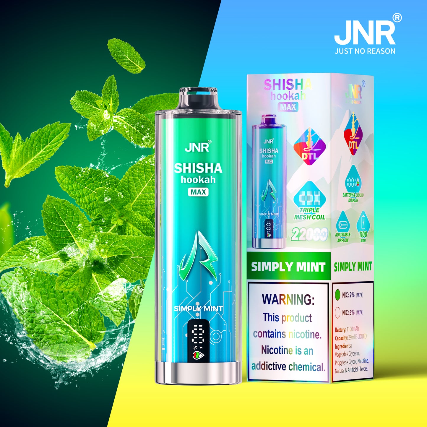 JNR Shisha Max 22000 22K Puffs Original Hookah Edition Disposable Vape Pen