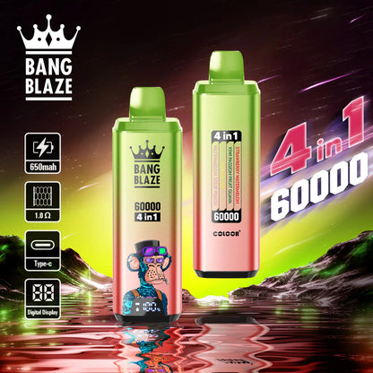 Bang Blaze 60000 60k Puffs 4 in 1 Flavors Newest Original Rechargeable LCD Display Disposable Vape