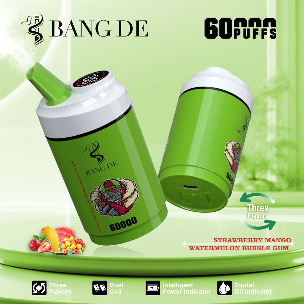 Bang DE 60000 60k Puffs 3 in 1 Flavors Newest Original Rechargeable LCD Display Disposable Vape