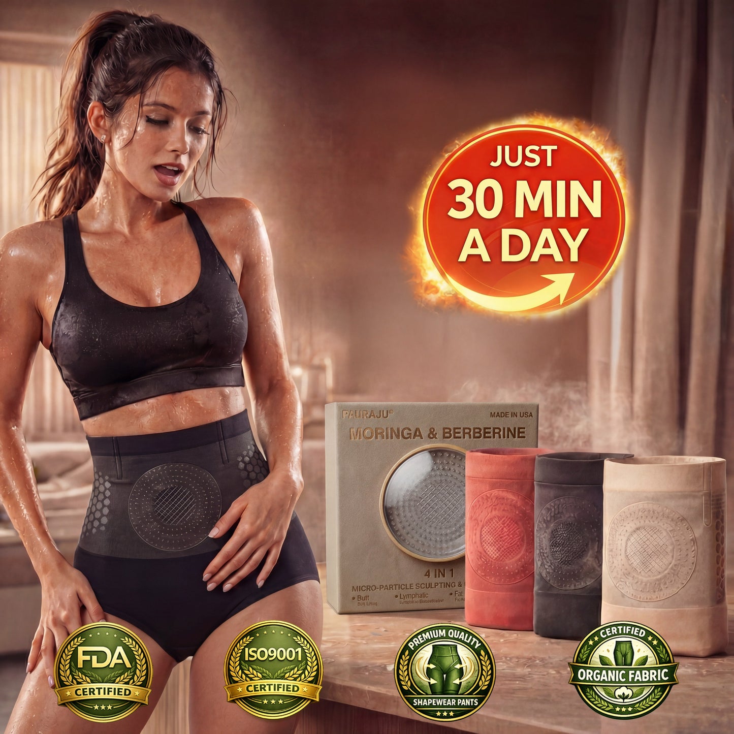 👙Official Brand Store | 2026 Moringa & Berberine 4-In-1 Micro-Particle Sculpting & Fat-Burn Shorts