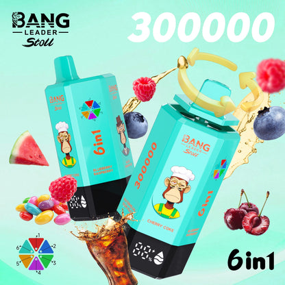 Bang Leader 300K 300000 Puffs 6-in-1 Flavors Rechargeable LED Display Disposable Vape
