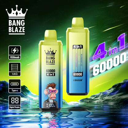 Bang Blaze 60000 60k Puffs 4 in 1 Flavors Newest Original Rechargeable LCD Display Disposable Vape