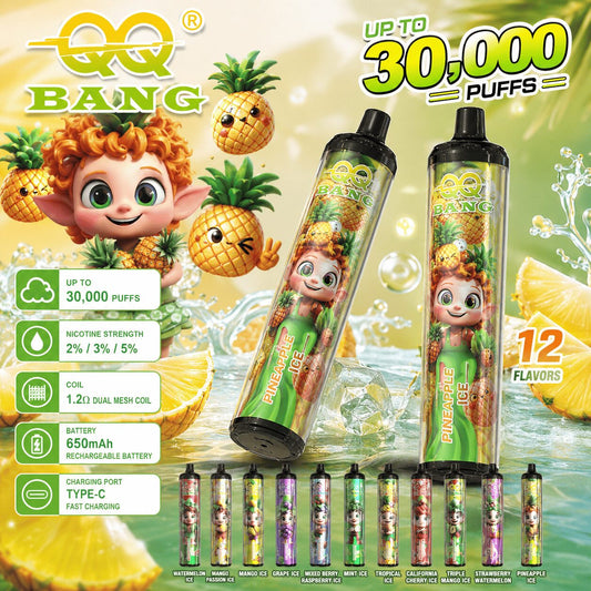 QQ Bang 30000 30K Puffs Original Disposable Vape Pen Type-C Rechargeable E-Cigarette